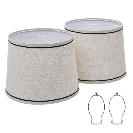 NATYSWAN Drum Lampshades Set of 2, Fabric Lampshades for Table Lamps Floor Lamps, 13" Top x 11" Bottom x 10" High, Lamp Shade Harp Holder Included