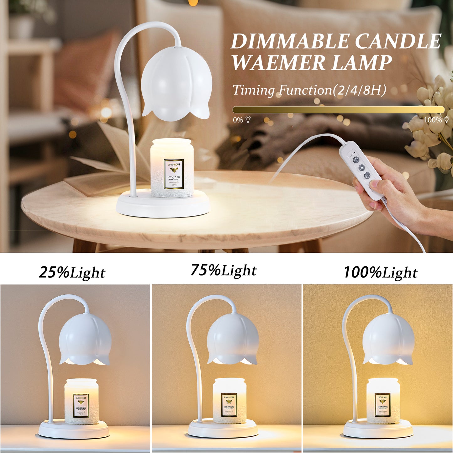 NATYSWAN Candle Warmer Lamp with Timer, Dimmable Lamp for Jar Candles, Ideal Gift for House Warming, Elegant Home Decoration, Pink Candle Warming Lamp, 2 Bulbs Included