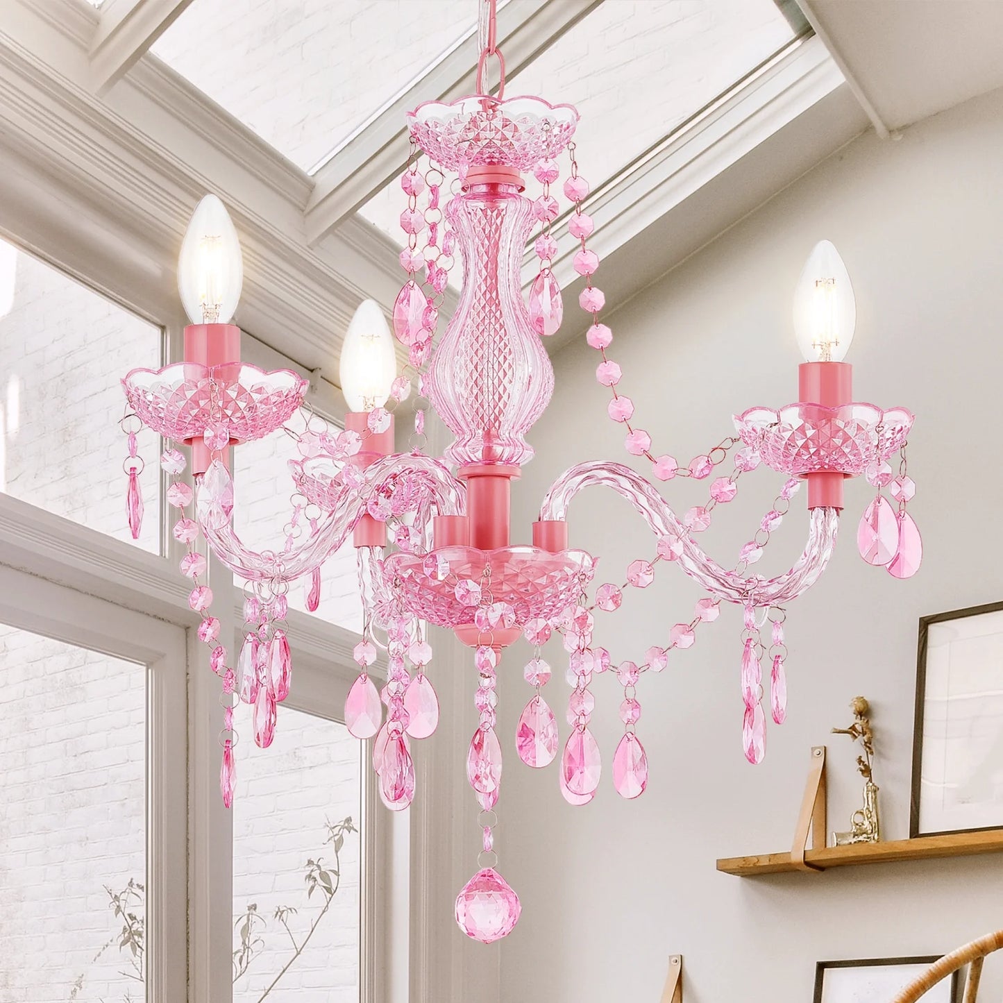 NATYSEAN Crystal Chandelier Modern Luxurious Light Candle Mini Pendant Lamp Ceiling Living Room Lighting for Dining Living Room Bedroom Hallway Entry