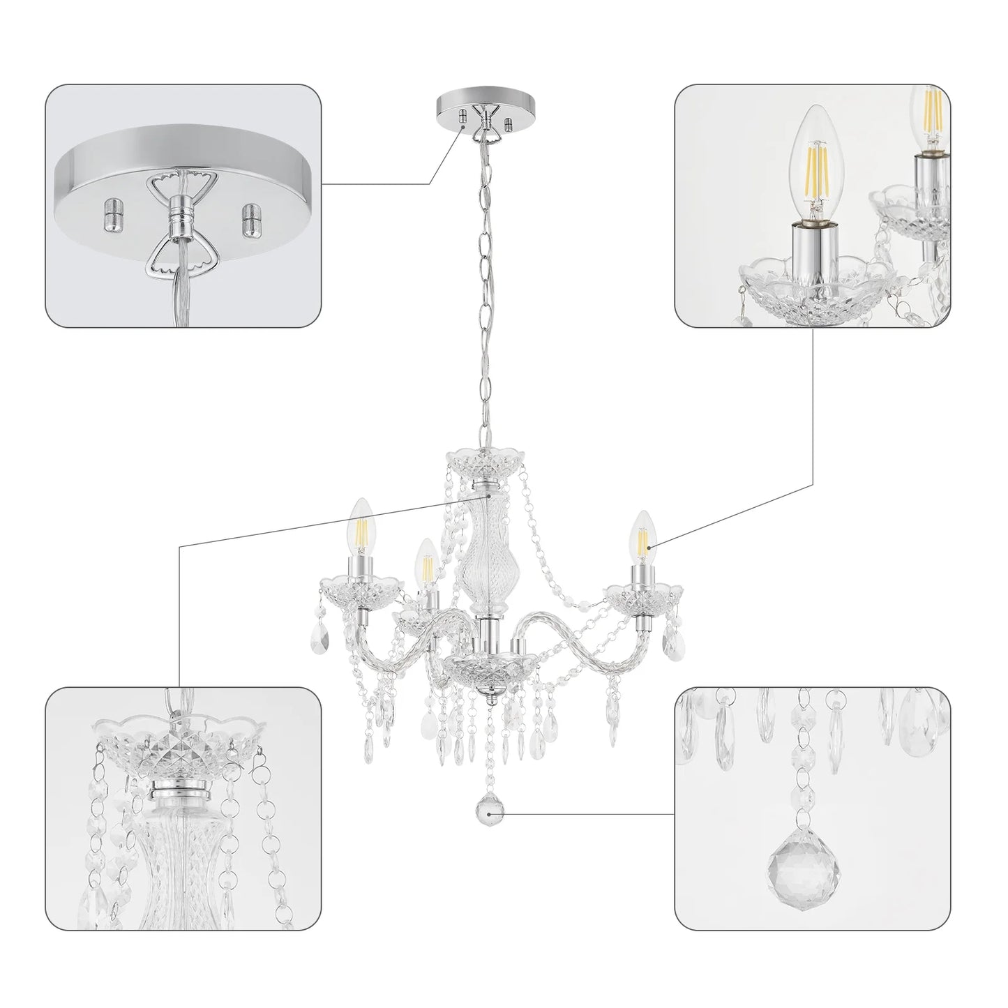 NATYSEAN Crystal Chandelier Modern Luxurious Light Candle Mini Pendant Lamp Ceiling Living Room Lighting for Dining Living Room Bedroom Hallway Entry