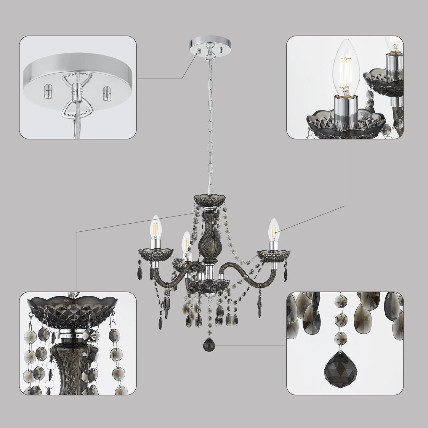 NATYSEAN Crystal Chandelier Modern Luxurious Light Candle Mini Pendant Lamp Ceiling Living Room Lighting for Dining Living Room Bedroom Hallway Entry